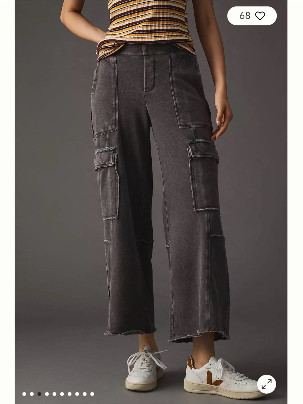 Daily Practice by Anthropologie Utility Wide-Leg Pants Size Large Boho Distress